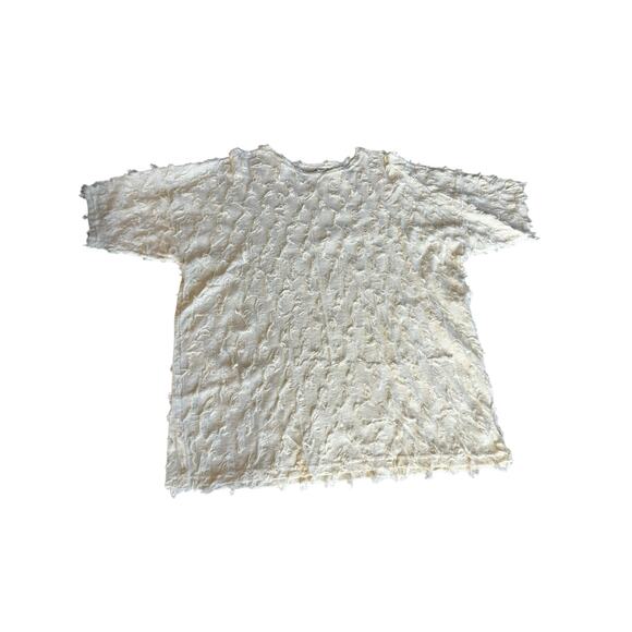 Vintage Cream Textured Lounge Set Oversized Monochrome Minimalist Pants M/L - Picture 4 of 12